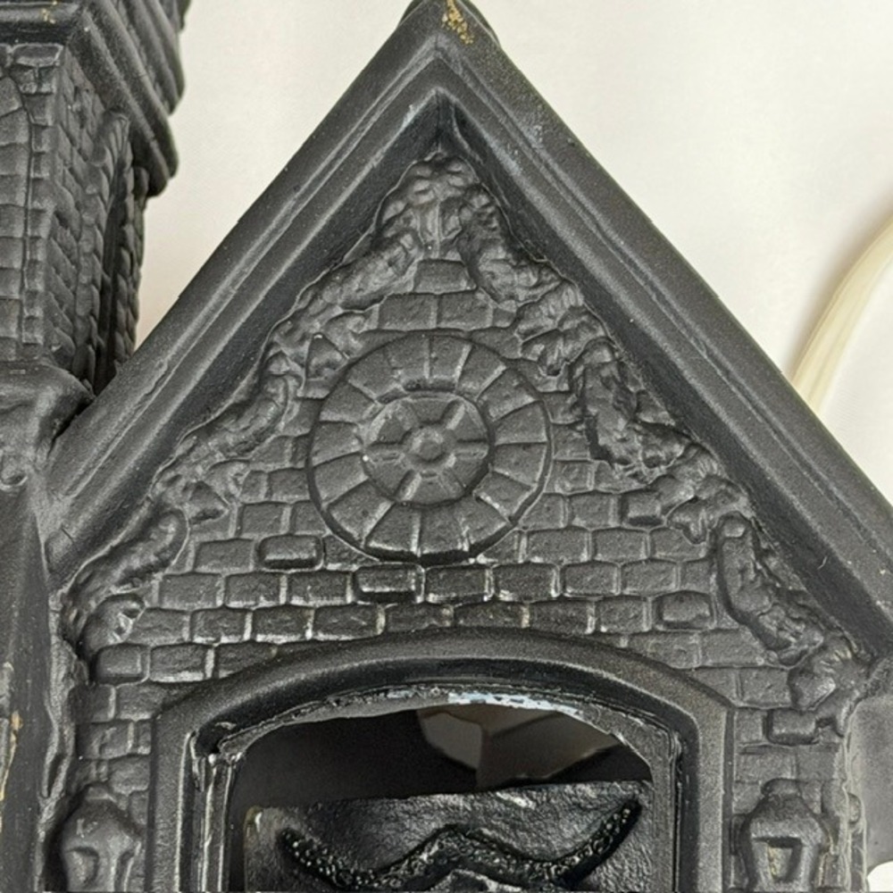 Matte Black Ceramic Halloween Spooky Church Village House Lighted Decor - Picture 7 of 13